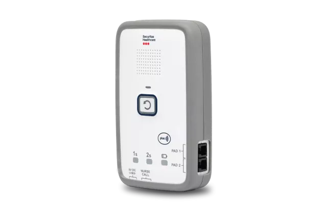 Securitas Healthcare's M210 Fall Monitor facing left.