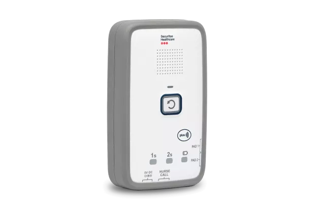 Securitas Healthcare's M210 Fall Monitor facing right.