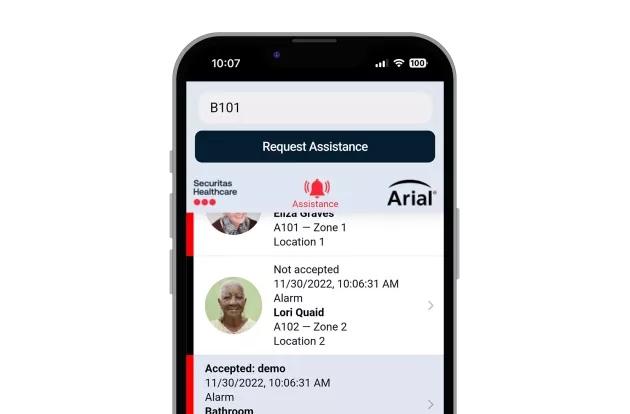 Requesting assisting using the Arial Mobile Application